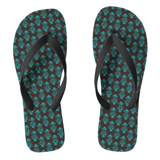 Teenslippers/Turquoise Damask Teenslippers (Voetbed)