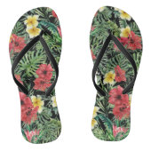 Teenslippers van het zwarte tropische flessenpatro (Voetbed)