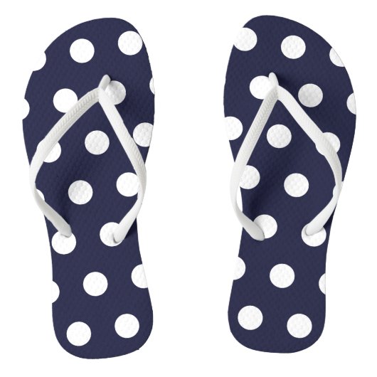 Teenslippers van Navy Blue en White Polka Dot (Voetbed)