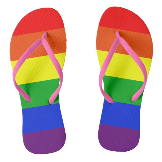 Teenslippers van regenboogstrippen (Voetbed)