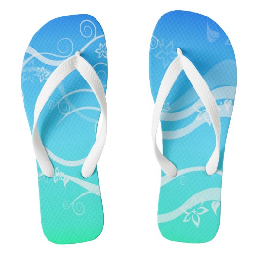 Teenslippers van Turquoise en White Swirls (Voetbed)