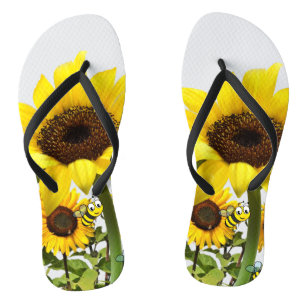 Teenslippers van zonnebloemen