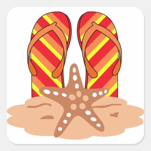 Teenslippers Vierkante Sticker (Voorkant)