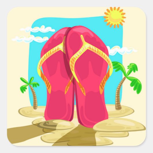 Teenslippers Vierkante Sticker (Voorkant)