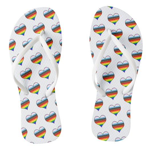 Teenslippers voor regenbooghartpatroon (Voetbed)