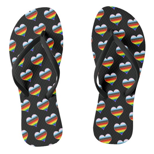 Teenslippers voor regenbooghartpatroon (Voetbed)