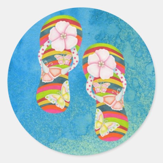 Teenslippers voor vlinders ronde sticker (Voorkant)