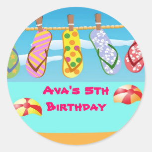 Teenslippers Zwembad Verjaardagsfeestje Favoriet L Ronde Sticker