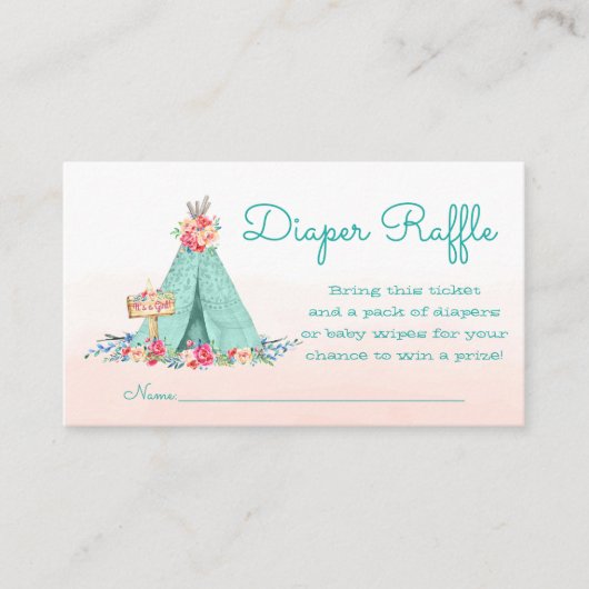 Teepee Diaper Raffle Tickets Informatiekaartje (Voorkant)