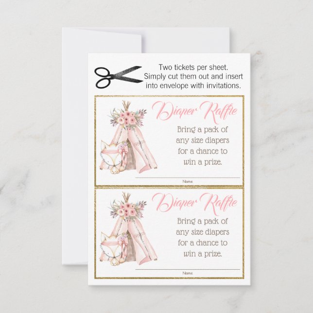 TeePee Fox Boho Tribale Luierloterij Tickets (Voorkant)