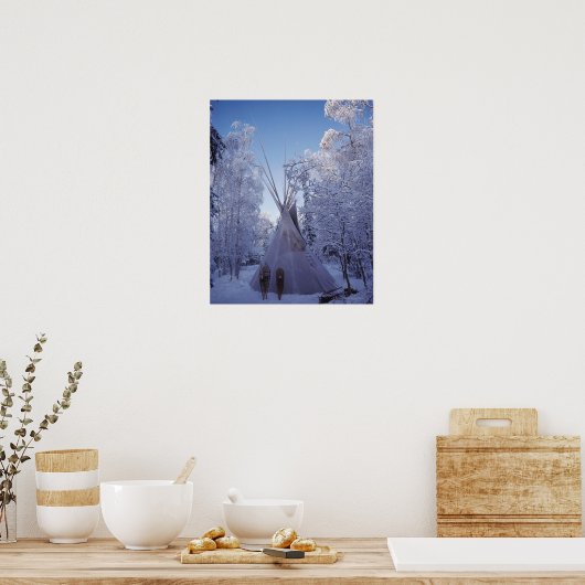 Teepee in de winter poster (Keuken)