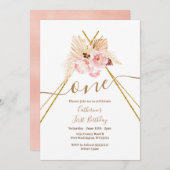 Teepee Pampas Grass 1st Birthday Kaart (Voorkant / Achterkant)