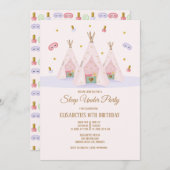 Teepee Sleep Under Birthday Party Kaart (Voorkant / Achterkant)