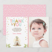 Teepee Tribal Boho Bedankt voor het meisje Roze (Voorkant / Achterkant)
