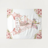 Teepee Vos Tribale Baby Shower Achtergrond Wandkleed (Voorkant (horizontaal))