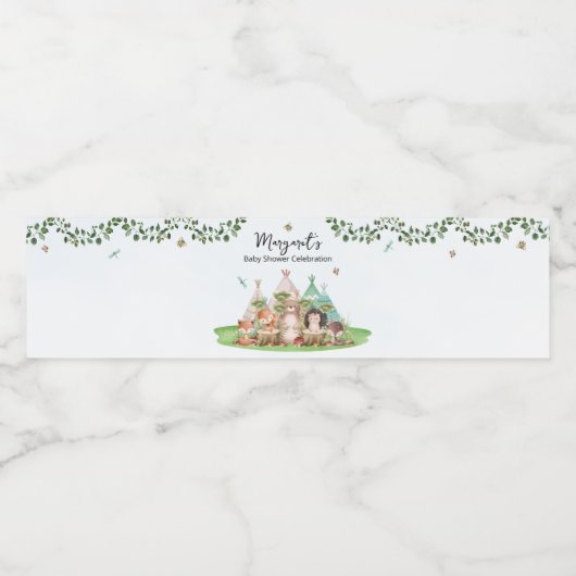 Teepees en Tiny Toes Water Bottle Labels Waterfles Etiket (Enkel label)