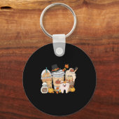 Teeth Coffee Fall Dental Pumpkin Latte Dentist Tha Sleutelhanger (Voorkant)