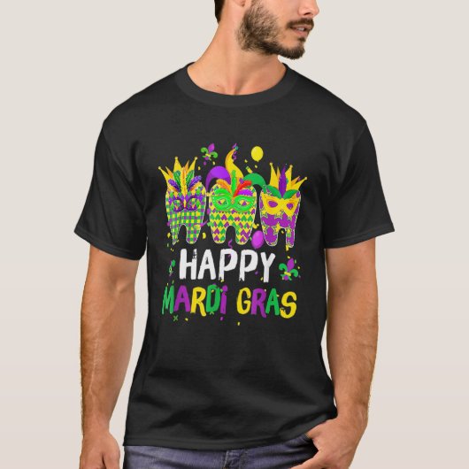 Teeth Jester Mask Dental Hygiene Happy Mardi Gras T-shirt (Voorkant)