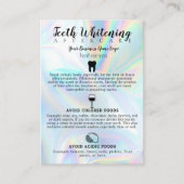 Teeth Whitening Aftercare Instruction Visitekaartje (Voorkant)