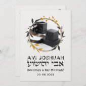 Tefillin Elegant Hebreeuws Bar Mitzvah Uitnodiging (Voorkant / Achterkant)