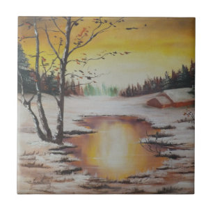 Tegel Ann Hayes Painting Winter Scene Tegeltje