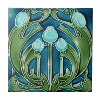 Tegel - Art Nouveau Blauwe bessen Tegeltje
