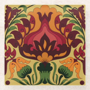 tegel, Art Nouveau decor. Glazen Onderzetter
