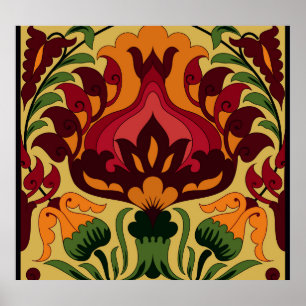  tegel, Art Nouveau decor. Poster
