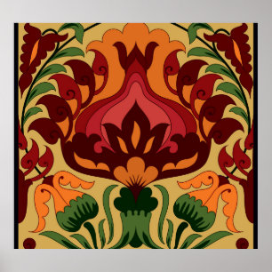  tegel, Art Nouveau decor. Poster