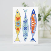 Tegel beschilderde vis bedankkaart (Staand voorkant)