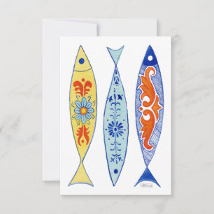 Tegel beschilderde vis bedankkaart