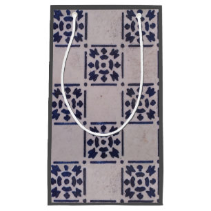 Tegel blauw Antiek kunstpatroon verwijderen Klein Cadeauzakje