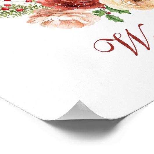 Tegel Bloem Kerstmis Dennenboom Welkom Poster (Hoek)