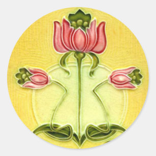  Tegel Design Kunst en Ambachten Art Nouveau Ronde Sticker