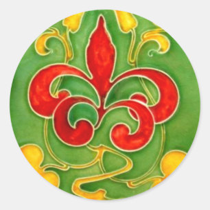 Tegel Design Kunst en Ambachten Art Nouveau Ronde Sticker