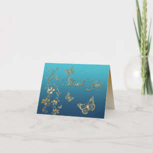 Tegel en gouden bloemen bedankkaart