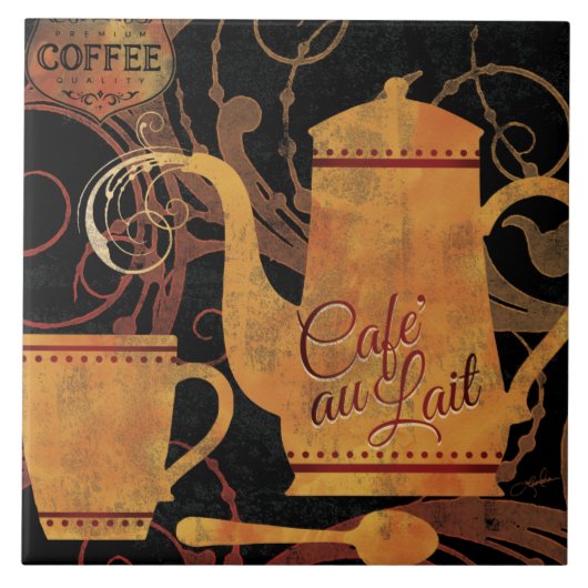 Tegel Flourish Coffee Service Cafe au Lait Tegeltje (Voorkant)