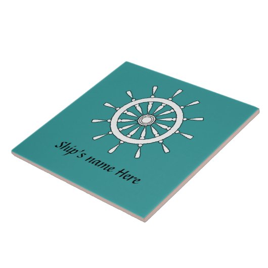 Tegel - Helm met Ship Name Tegeltje (Zijkant)