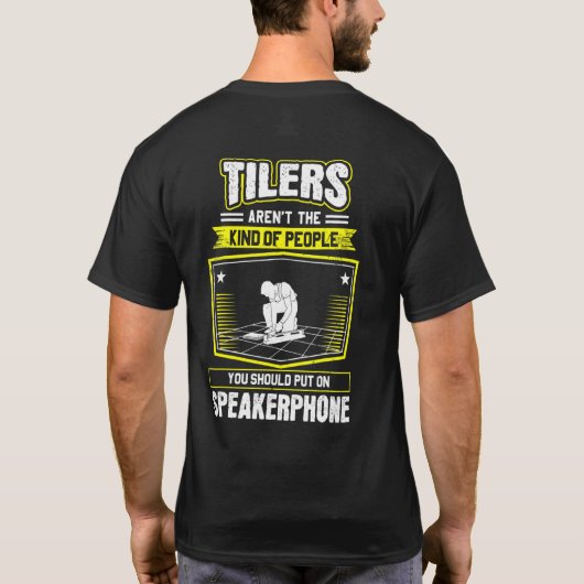 Tegel Man Speakerphone Tegel Setter Floor Tiler T-shirt (Achterkant)