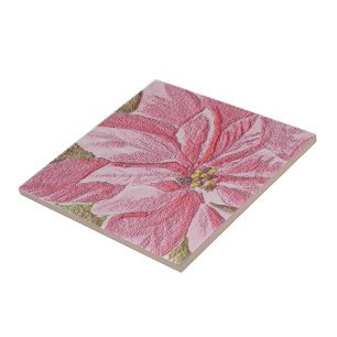 Tegel met gebilderde kerstavond in Poinsettia Tegeltje