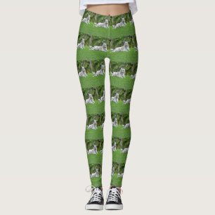 Tegel met glimlachende witte tijger in groene weid leggings