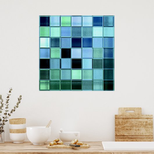Tegel-mozaïekPoster van het meer tot 28x28 Poster (Keuken)
