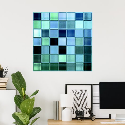 Tegel-mozaïekPoster van het meer tot 28x28 Poster (Thuiskantoor)