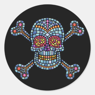 Tegel schedel 1 ronde sticker
