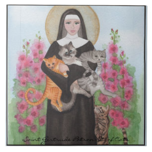 Tegel Sint-Gertrudis Patroonheilige van Katten Ond Tegeltje