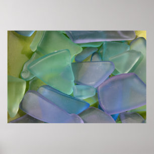 Tegel van blauw strandglas, Alaska Poster