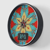 Tegel van edelglas - Bloem met monogrammen (Hoek)