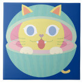 tegel van keramische katten van watermeloenen tegeltje (Voorkant)