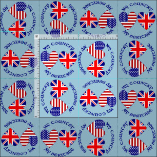 Tegeld British USA Hart Vlaggen Land Erfgoed Stof