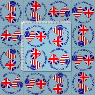 Tegeld British USA Hart Vlaggen Land Erfgoed  Stof